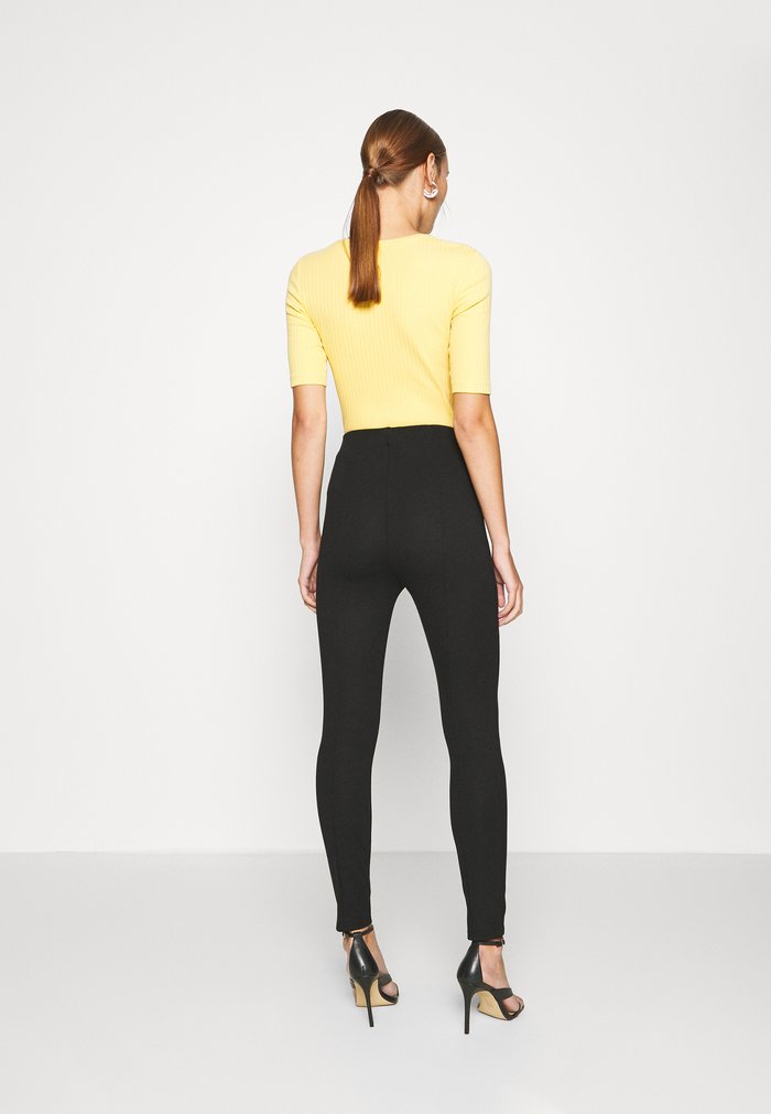 Pantalons Anna Field Punto With Button Detail Noir Femme | ISI-4315819